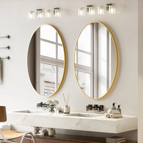 Oval Bathroom Mirror Wall Mounted Metal Frame