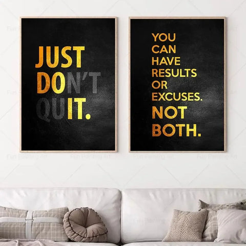 Motivational Quote Art Posters for Wall Black