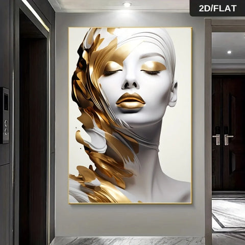 2D Flat, 1pc Frameless Modern Abstract Women Face