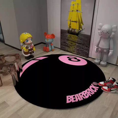 Carpet Simple Black 8 Round Rugs