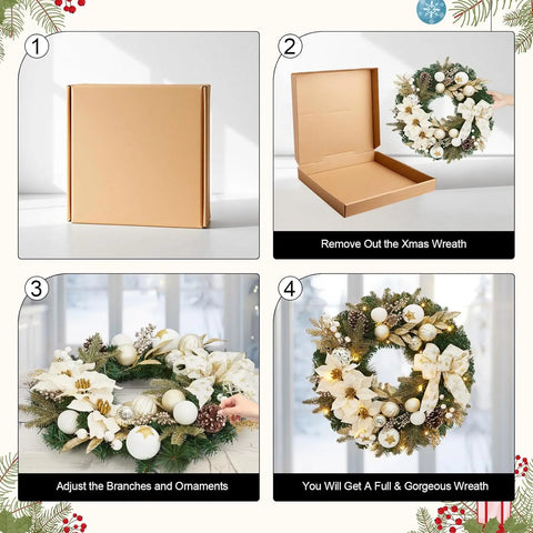 24 Inch Lighted Christmas Wreath