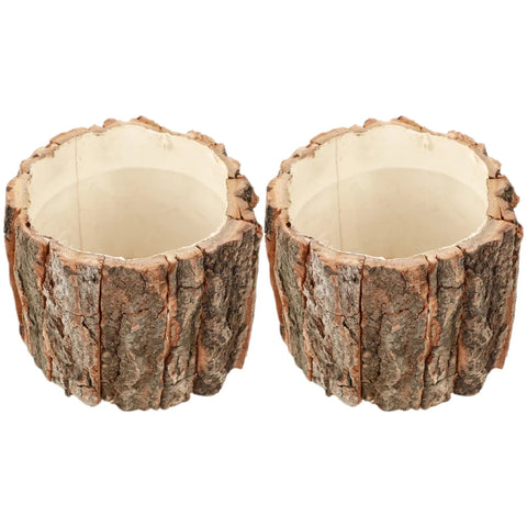2 Pcs Bark Flower Bucket Outdoor Planter Small Pot