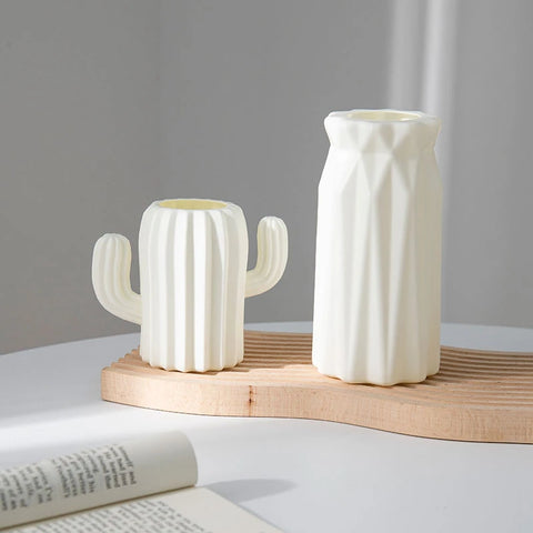 Modern Flower Vase Plastic Plants Pot White