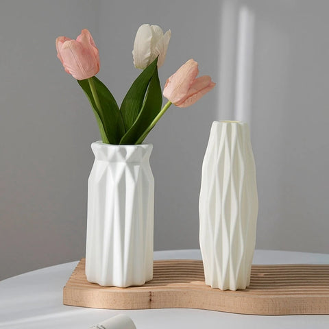 Modern Flower Vase Plastic Plants Pot White