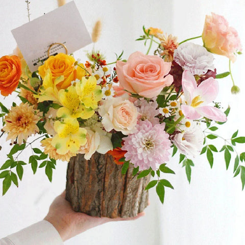 2 Pcs Bark Flower Bucket Outdoor Planter Small Pot