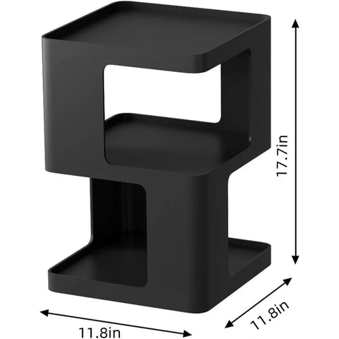 Metal Black Nightstands, Modern Side Table with 3 Tiers Storage