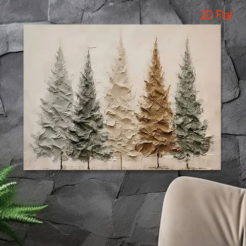 2D Flat Christmas Tree Canvas Art