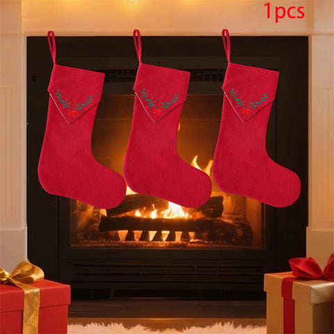 Christmas Ornaments Personalized Embroidered Santa Sack Gift Bag with Candy Cane and Jingle Bells for Xmas Decoration and