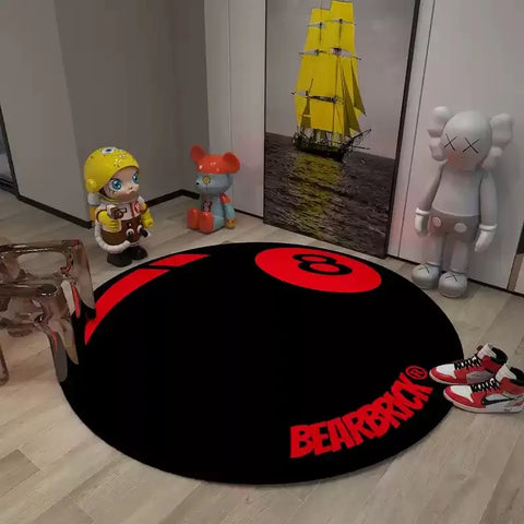 Carpet Simple Black 8 Round Rugs