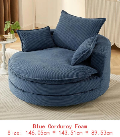 360° Swivel Accent Barrel Chair, 57.5" Round Chair with Dual-Layer