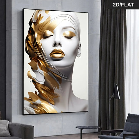 2D Flat, 1pc Frameless Modern Abstract Women Face
