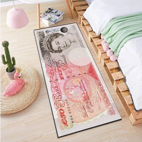Unique Dollar Bill Strip Floor Mat Long Rectangular Carpet