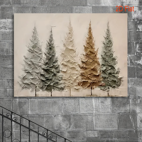 2D Flat Christmas Tree Canvas Art