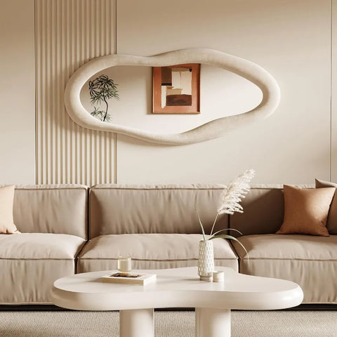 55 x 24 Wall Mirror with FlannelWrapped Wooden Frame