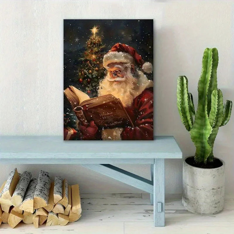 Santa Reading Book Gallery-Wrapped Canvas