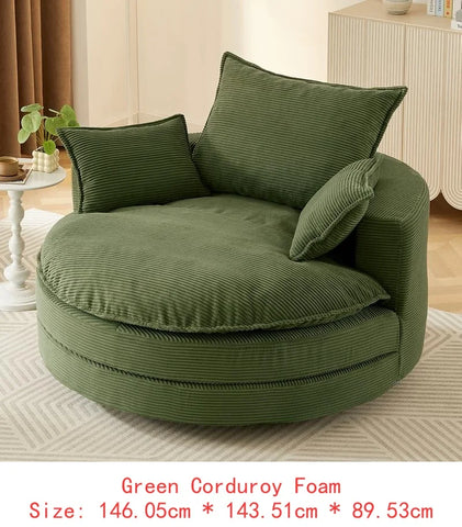 360° Swivel Accent Barrel Chair, 57.5" Round Chair with Dual-Layer