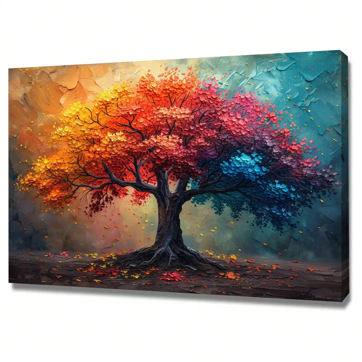 Framed Abstract Colorful Tree of Life Canvas Wall Art