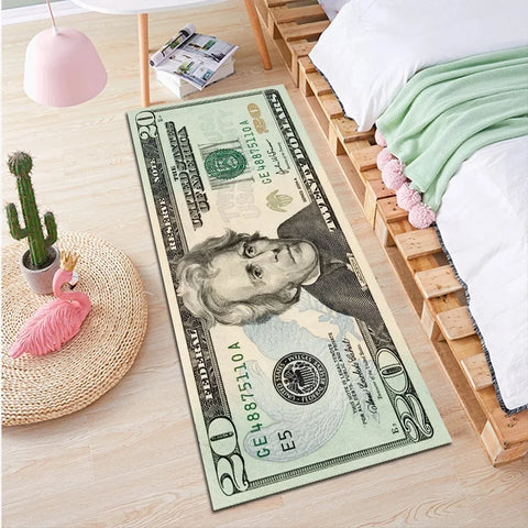 Unique Dollar Bill Strip Floor Mat Long Rectangular Carpet
