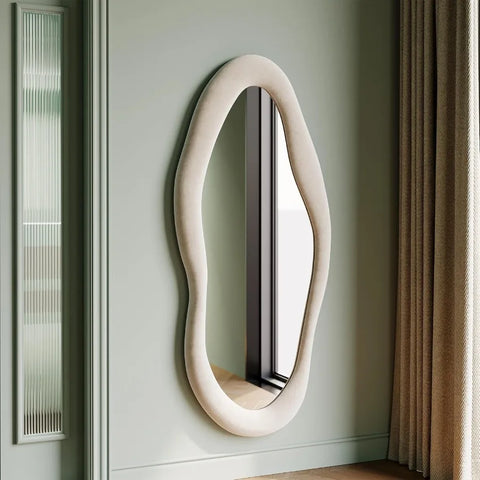 55 x 24 Wall Mirror with FlannelWrapped Wooden Frame