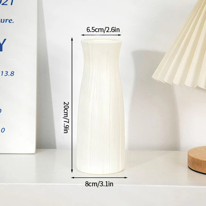 Modern Flower Vase Plastic Plants Pot White