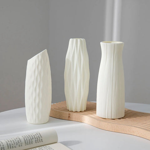 Modern Flower Vase Plastic Plants Pot White