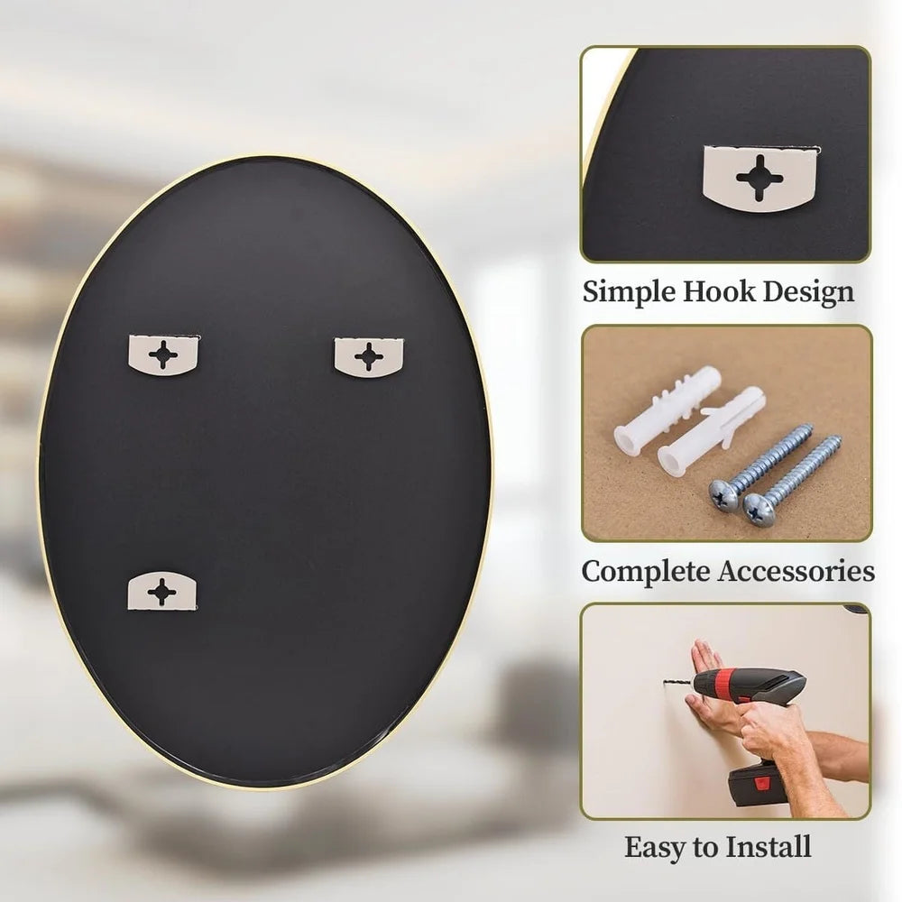 Oval Bathroom Mirror Wall Mounted Metal Frame