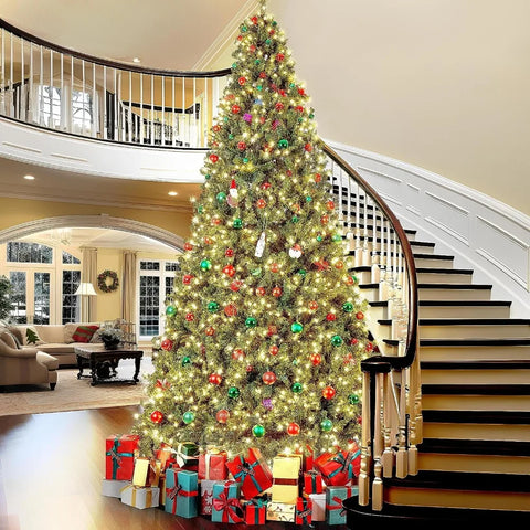 4/5/6/7 Ft Christmas Tree w/LED Lights Artificial Tree Pine Bushy Holiday Decor