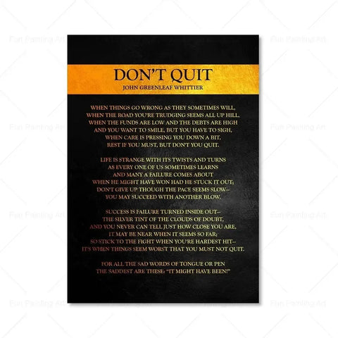 Motivational Quote Art Posters for Wall Black