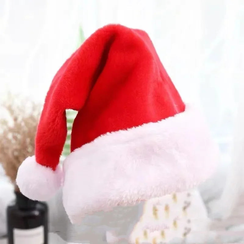 Christmas high grade plush  big ball short plush  Santa Claus hat