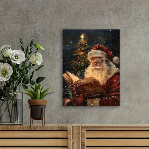 Santa Reading Book Gallery-Wrapped Canvas
