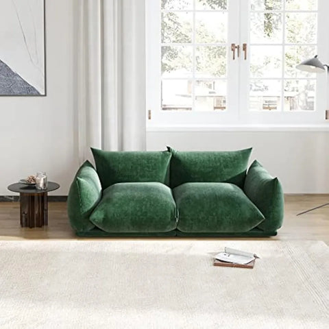 Modern Green Chenille 2-Seat Modular Sectional Sofa