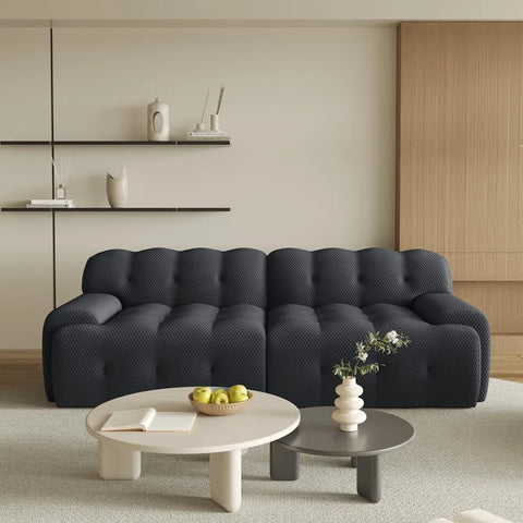 "86.6" Modular Sectional Couch - 3D Mesh Cloud Sofa, Curved Loveseat for Living Room, Comfy Design"