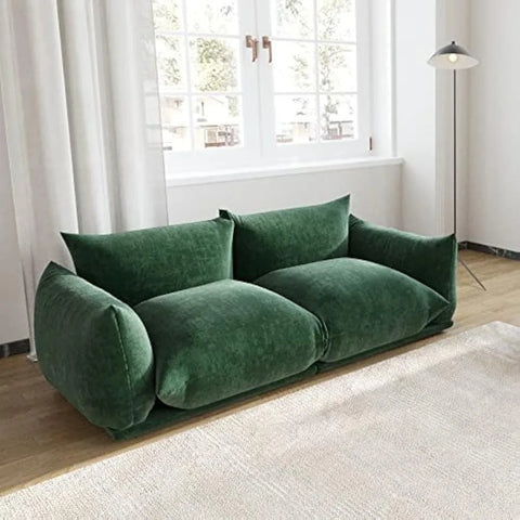 Modern Green Chenille 2-Seat Modular Sectional Sofa